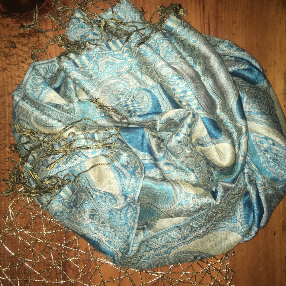 Georgeous fringed paisley Pashmina scarf.